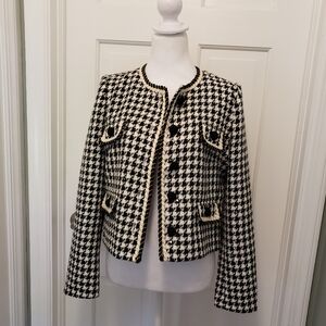 Lilly Pulitzer Black & White Houndstooth Cropped Blazer